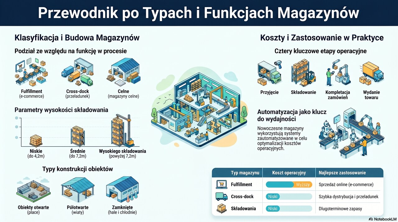 infografika przewodnik po typach magazynów w logistyce
