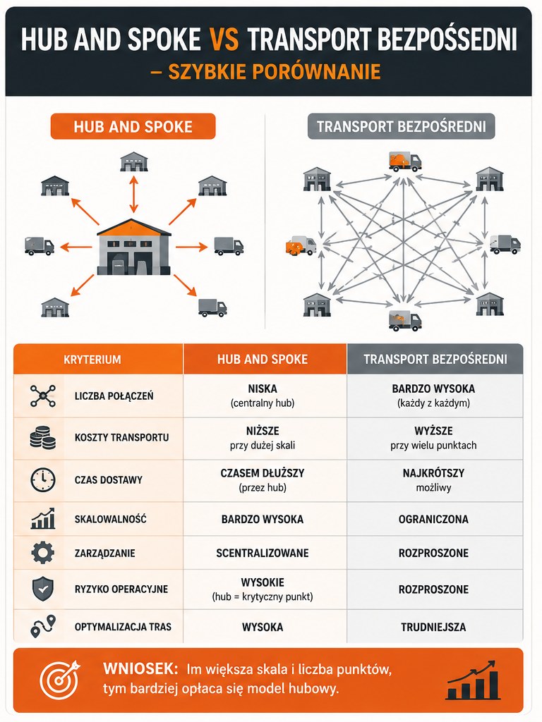 Hub and Spoke vs transport bezpośredni – porównanie modeli transportu