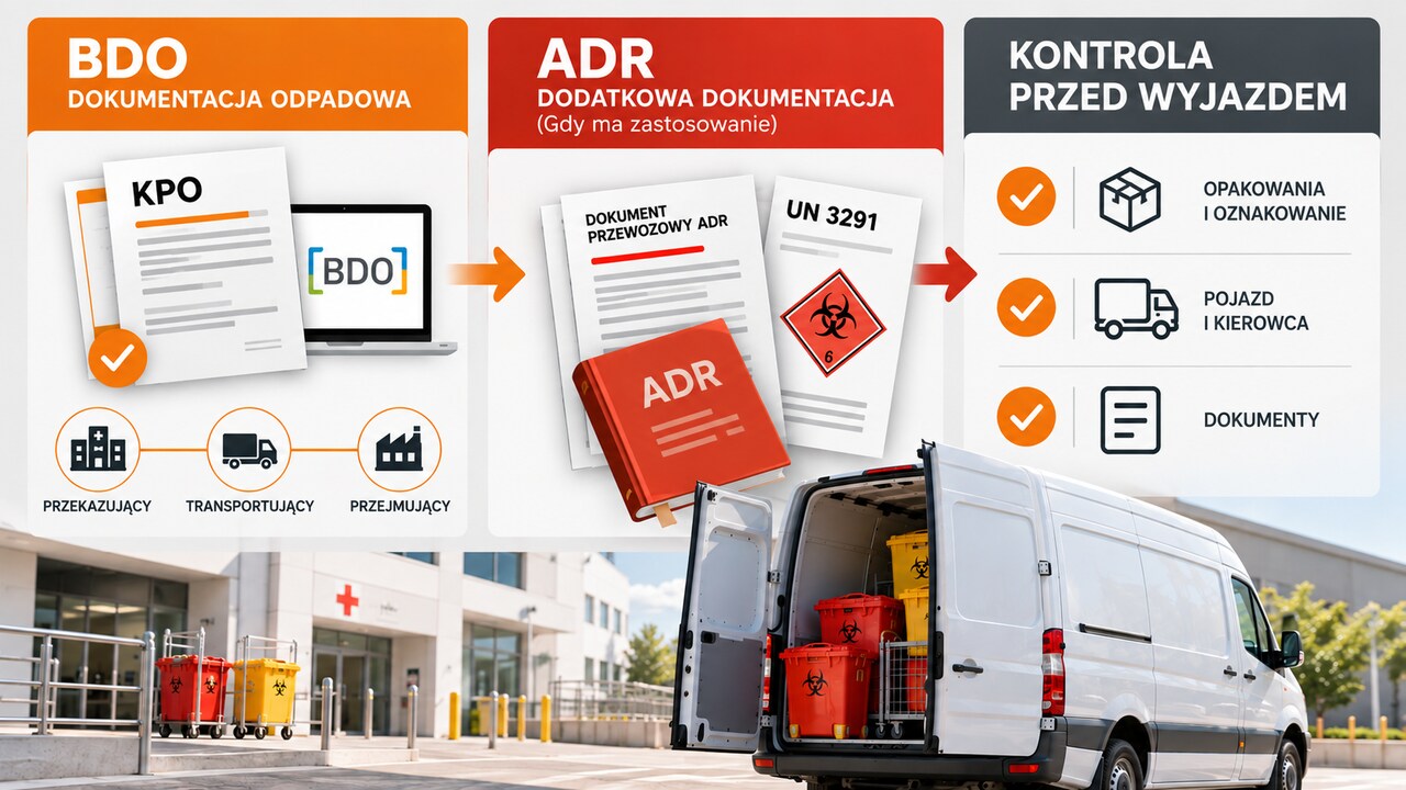 Dokumentacja BDO i ADR w transporcie odpadów medycznych – KPO, dokument przewozowy i kontrola przed wyjazdem